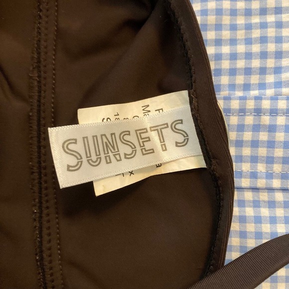 Sunsets Swim Top Womens Sz M Brown Twist Front Stretch Adjustable Strap Tankini - Picture 5 of 6